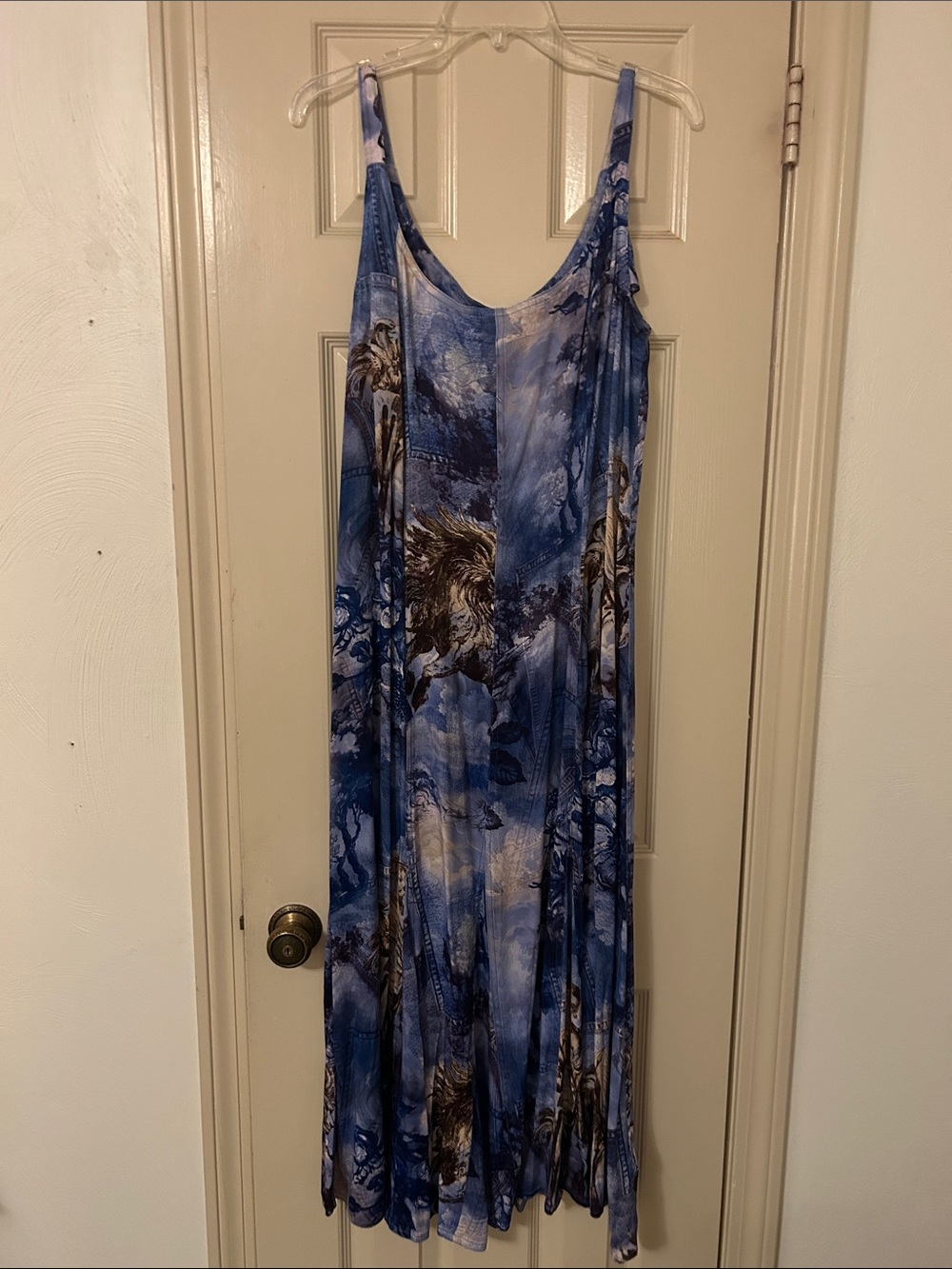 Anthropologie Blue Printed Sleeveless Maxi Dress